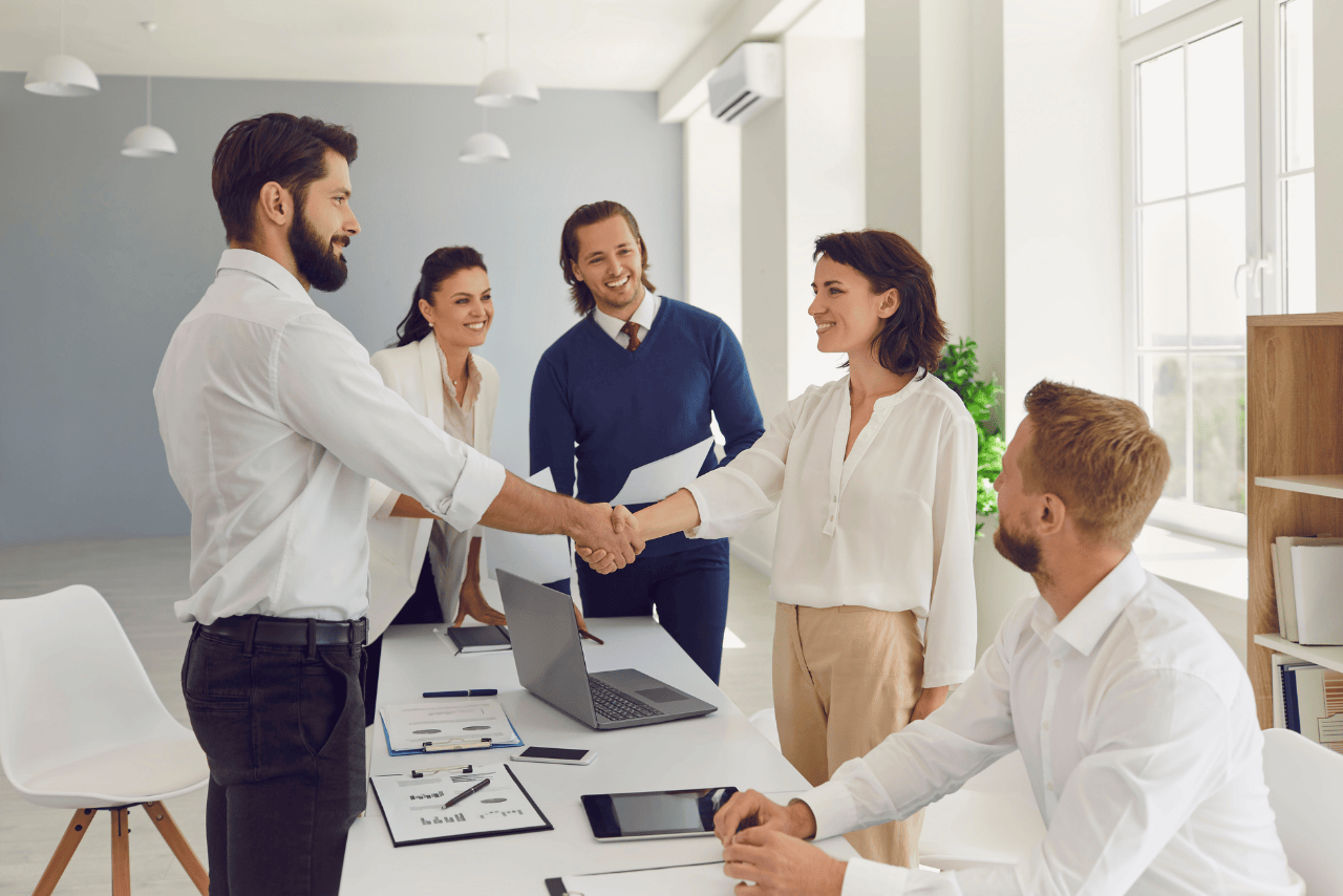 Services handshaking business owner